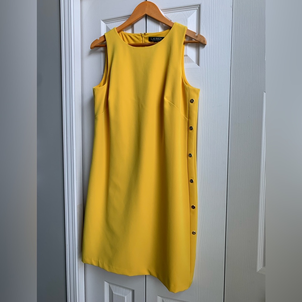 Gorgeous Ralph Lauren Yellow Fully Lined Sleeveless Midi Dress ( SZ 8)